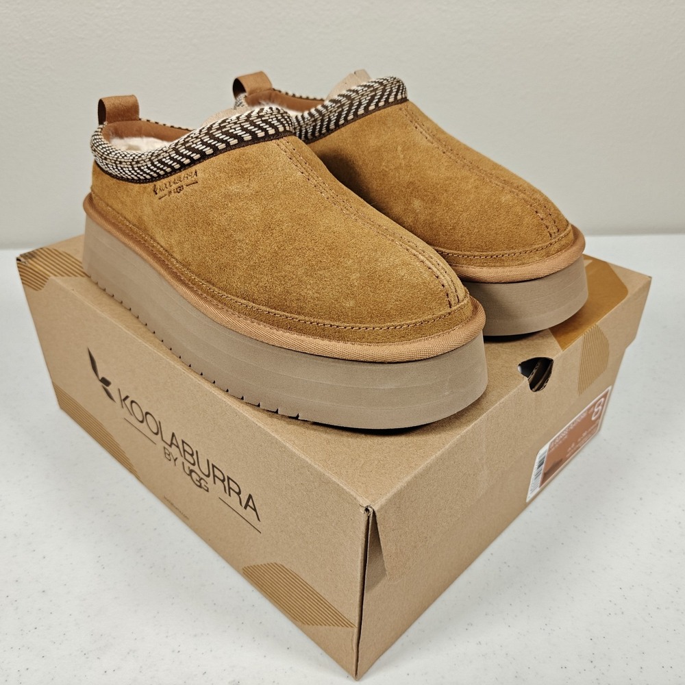 Koolaburra by UGG Burree Platform Slippers Women's 8 Chestnut Slip On New